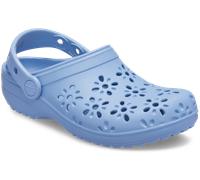 Clog CROCS "Classic Floral Cut Out Clog", Kinder, Gr. 36, hellblau, blau haze, Croslite™, geblümt, Schuhe Clog, Sommerschuh, Sandale, Strandschuh mit schwenkbarem Fersenriemen (84151359-36) hellblau,