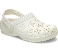 Clog CROCS "Classic Floral Cut Out Clog", Mädchen, Gr. 30, Croslite™, beige (creme), geblümt, Schuhe Clog, Sommerschuh, Sandale, Strandschuh mit schwenkbarem Fersenriemen (11049963-30) creme