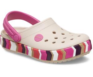 Clog CROCS "Crocband Chevron Band Clog T", Mädchen, Gr. 27, beige (frappé, quiet rose), Croslite™, kontrastfarbene Details, Schuhe Clog, Schlupfschuh, Hausschuh mit schwenkbarem Fersenriemen (70448858