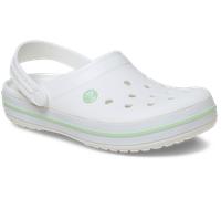 Clog CROCS "Crocband Clog", Damen, Gr. 37, weiß, weiß, serene grün, Croslite™, kontrastfarbene Details, Schuhe Clog, Sommerschuh, Schlappen, Hausschuh mit zweifarbiger Laufsohle (50335800-37) weiß, we