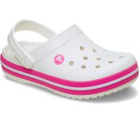 Clog CROCS "Crocband Clog K", Jungen, Gr. 32, weiß, pink, Croslite™, kontrastfarbene Details, Schuhe Clog, Sommerschuh, Schlappen, Hausschuh, Badeschuh mit Kontrast-Akzenten (12567620-32) weiß, pink