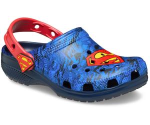 Clog CROCS "Kids' Superman Classic Clog", Mädchen, Gr. 38, blau (blau, rot), Croslite™, kontrastfarbene Details, Schuhe Clog, Hausschuh, Badeschuh mit coolem Superman Motiv (26551869-38) blau, rot