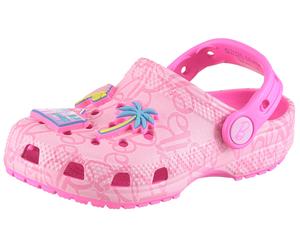 Clog CROCS "Toddlers' Barbie Classic Clog", Mädchen, Gr. 27, rosa multi, Croslite™, Schuhe Clog, Barbie Clog, Hausschuh mit Herzchen (94832724-27) rosa multi