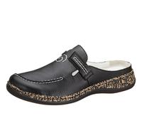 Clog RIEKER, Damen, Gr. 38 (5), schwarz, Lederimitat, Schuhe Clog, Sommerschuh, Schlappen mit Stretcheinsatz, Topseller (501028-38) schwarz