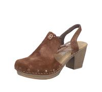 Clog RIEKER, Damen, Gr. 40, hellbraun, Veloursleder, Schuhe Clog, Sabot, Sandalette, Sommerschuh mit seitlichen Gummizügen (12588669-40) hellbraun