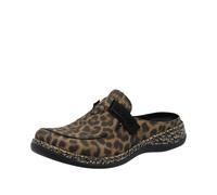 Clog RIEKER, Damen, Gr. 40, schwarz (leo, schwarz), Lederimitat, Basic, Schuhe Clog, Hausschuh, Casual-Clog, Sabot, Schlupfschuh mit weicher Innensohle (71767918-40) leo, schwarz