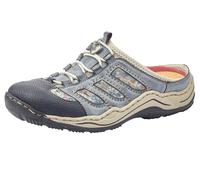 Clog RIEKER, Damen, Gr. 41, blau (jeansblau, dunkelblau), Lederimitat, Textil, mehrfarbig, Schuhe Clog, Keilabsatz, Sommerschuh, Schlappen zum Schlupfen (77826562-41) jeansblau, dunkelblau