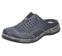 Clog RIEKER, Damen, Gr. 41, blau (nachtblau), Lederimitat, unifarben, Schuhe Clog, Schlupfschuh, Hausschuh, Sommerschuh mit Perforation, Topseller (77323464-41)