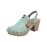 Clog RIEKER, Damen, Gr. 42, schilfgrün, Veloursleder, Schuhe Clog, Sabot, Sandalette, Sommerschuh mit seitlichen Gummizügen (36362135-42) schilfgrün