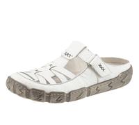 Clog RIEKER, Damen, Gr. 42, weiß, Leder, Lederimitat, Schuhe Clog, Sabot, Sommerschuh, Schlappen, Hausschuh mit Ziernähten, Topseller (579529-42)