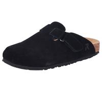 Clog RIEKER, Damen, Gr. 43, schwarz, Veloursleder, unifarben, Basic, Schuhe Clog, Pantolette, Hausschuh, Sommerschuh mit Klettriemchen (25624024-43) schwarz