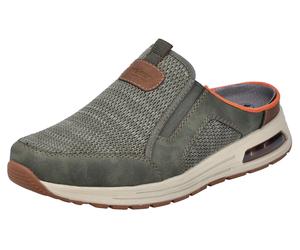 Clog RIEKER, Herren, Gr. 43, grün (khaki, braun), Lederimitat, Textil, meliert, Schuhe Clog, Sommerschuh, Strandschuh, Hausschuh mit seitlichen Stretcheinsätzen (51148155-43) khaki, braun