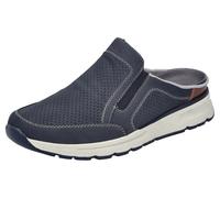 Clog RIEKER, Herren, Gr. 46, blau (nachtblau), Nubuklederimitat, kontrastfarbene Details, Schuhe Clog, Sommerschuh, Hausschuh mit seitlichen Stretcheinsätzen (57552245-46) nachtblau