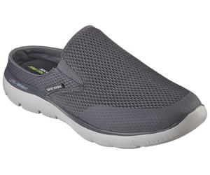 Clog SKECHERS "SUMMITS", Herren, Gr. 48,5, grau, Textil, Schuhe Clog, Sommerschuh, Schlappen, Urlaub, im sportiven Look, Topseller (59901168-48,5)