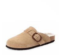 Clog TAMARIS, Damen, Gr. 37, taupe, Veloursleder, Basic, Schuhe Clog, Freizeitschuh, Haussschuh zum Schlüpfen (86005129-37) taupe