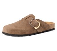 Clog TAMARIS, Damen, Gr. 38, dunkelbraun, Veloursleder, unifarben, Schuhe Clog, Hausschuh, Schupfschuh, Bequemschuh mit verstellbarer Schnalle (28651903-38) dunkelbraun