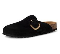 Clog TAMARIS, Damen, Gr. 40, schwarz, Veloursleder, unifarben, Schuhe Clog, Hausschuh, Schupfschuh, Bequemschuh mit verstellbarer Schnalle (74671521-40) schwarz
