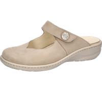 Clog WALDLÄUFER "HERIA", Herren, Gr. 8 (42), beige, Nubukleder, unifarben, Basic, Schuhe Clog, Hausschuh, Sommerschuh, Klettschuh in Komfortweite H (= sehr weit) (25621743-8) beige