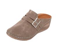 Clogs, Damen-Sandalen, Keilabsatz, geschlossene Zehen, Sandalen, Sommer, Plattform, bequem, Walking, Strand, Urlaub, kaki, 38 EU