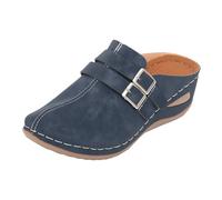 Clogs, Damen-Sandalen, Keilabsatz, geschlossene Zehen, Sandalen, Sommer, Plattform, bequem, Walking, Strand, Urlaub, blau, 40 EU