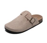 Clogs für Damen und Herren, Leder Hausschuhe mit Fußbett, Geschlossene Pantoletten und Gartenschuhe Sommer Sandalen in den Größen 35-45