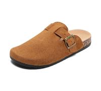 Clogs für Damen und Herren, Leder Hausschuhe mit Fußbett, Geschlossene Pantoletten und Gartenschuhe Sommer Sandalen in den Größen 35-45