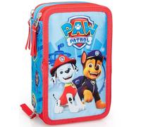 Clondo 3-Fach Federmäppchen für Kinder - Für Fans von PAW Patrol - Komplett gefüllt mit Stiften, Schere, Lineal & mehr - Perfekt für Schule & Geschenk