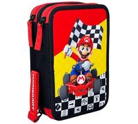Clondo Dreifach Fefülltes Federmäppchen für Kinder, für Mario Kart Fans, Mädchen, Jungen, 45 Schulutensilien, 3 Reißverschlüsse, organisierte Fächer, Buntstifte, Filzstifte, Kleber, Schere