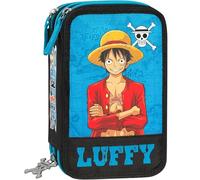 Clondo Dreifach Fefülltes Federmäppchen für Kinder, für One Piece Fans, Mädchen, Jungen, 45 Schulutensilien, 3 Reißverschlüsse, organisierte Fächer, Buntstifte, Filzstifte, Kleber, Schere