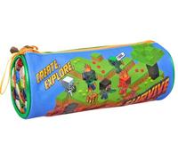 Clondo Federmäppchen & Schlampermäppchen, für Minecraft Fans - Grün-blaues Rollenmäppchen - 21x8 cm - Für Schule (Klasse 1-6) - Reißverschluss - Geschenk für Jungen & Mädchen