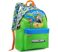 Clondo Schulrucksack 41 × 31 × 18 cm für Grundschule (Klasse 1-4) - gepolsterte Träger, Innenfach-Teiler, Fronttasche, Trinkflaschenfach - leichter Rucksack für Jungen - für Minecraft Fan