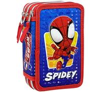 Clondo Spiderman Federmäppchen 44 Stück, Mäppchen, Mehrfarbig, Federtasche für Schreibwaren, Etui mit Stiften, Kugelschreiber, & mehr, Kinder, Mädchen & Jungen, Grundschule, 3 Fächer, Spidey