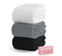 CLOSEMATE 3 Paar Flauschige Kuschelsocken Damen Bettsocken aus Korallenfleece Dicke warme Plüschsocken Schlafsocken Weiche bequeme Flauschsocken im Winter 35-42 1Weiß+1Dunkelgrau+1Schwarz