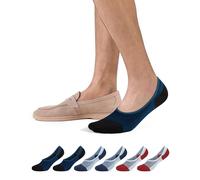 CLOSEMATE 6 Paar Füßlinge Herren mit Rutschfestes Silikon und Atmungsaktives Mesh, Dünne Unsichtbare Sneakersocken, Elastische Footies für Mokassins Loafer 2Schwarz 2Rot 2Blau 43-46