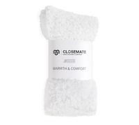 CLOSEMATE Flauschige Kuschelsocken Damen Bettsocken aus Korallenfleece Dicke warme Plüschsocken Schlafsocken Weiche bequeme Flauschsocken im Winter 35-42 1Weiß