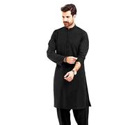 Clossy London Easy Care Herren Shalwar Kameez Plain Schwarz Weiß Pakistani Indianer Punjabi Kurta Salwar Anzug Freizeitkleid für Sommer Winter für Herren SM LX