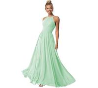 Clothfun Damen Halfter Brautjungfernkleider Lang Chiffon Formelle Kleider Abend Party Kleid 2024, Minze, 40