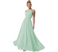 Clothfun Damen Halter Brautjungfer Kleider Lange Chiffon Formelle Kleider Abend Party Kleid 2023, Eisblau, 50 Mehr