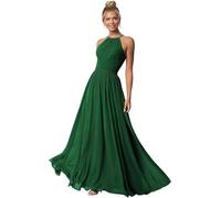 Clothfun Damen Neckholder Brautjungfernkleider Lang Chiffon Formelle Kleider Abend Party Kleid 2025, Grün , 34