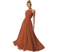 Clothfun Neckholder-Korsett, Brautjungfernkleid, lang, hohe Taille, plissiert, formelles Kleid, CYN012, burnt orange, 48 Mehr