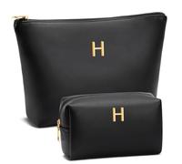 CLOUDWINGS Frauengeschenke | Make-up-Taschen-Set für Mädchen, personalisierte Geschenke für Brautjungfer, Freund, Abschluss, Lehrer, PU-Leder, Kosmetiktasche, Reise-Kulturbeutel, Schwarz, Höhe: