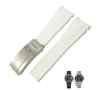 Clouism 18mm 19mm 20mm 22mm gebogenes Ende Silikon-Gummi-Uhrenarmband für Rollenarmband Rolex Daytona Submariner GMT 21mm Uhrenarmband Männer Werkzeuge(White,20mm)
