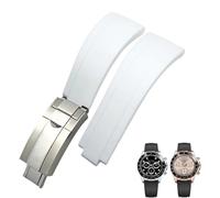 Clouism 20 mm 21 mm Gummi-Armband mit kurzer Schnalle, passend für Rolex Daytona Submariner Role OYSTERFLEX Yacht Master, kleines Handgelenk, Silikonarmband(White-Buckle,20mm)