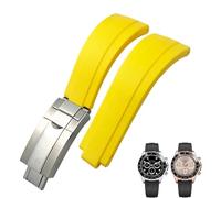 Clouism 20 mm 21 mm Gummi-Armband mit kurzer Schnalle, passend für Rolex Daytona Submariner Role OYSTERFLEX Yacht Master, kleines Handgelenk, Silikonarmband(Yellow-Buckle,21mm)