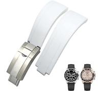 Clouism 20 mm 21 mm Gummi-Armband mit kurzer Schnalle, passend für Rolex Daytona Submariner Role OYSTERFLEX Yacht Master, kleines Handgelenk, Silikon(White Short Buckle,21mm)