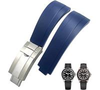 Clouism 20 mm 21 mm Gummi-Armband mit kurzer Schnalle, passend für Rolex Daytona Submariner Role OYSTERFLEX Yacht Master, kleines Handgelenk, Silikon(Blue Short Buckle,20mm)