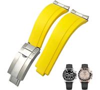 Clouism 20 mm 21 mm Gummi-Armband mit kurzer Schnalle, passend für Rolex Daytona Submariner Role OYSTERFLEX Yacht Master, kleines Handgelenk, Silikon(Yellow Buckle Link,21mm)