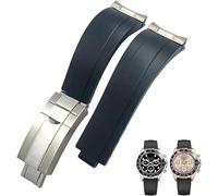 Clouism 20 mm 21 mm Gummi-Armband mit kurzer Schnalle, passend für Rolex Daytona Submariner Role OYSTERFLEX Yacht Master, kleines Handgelenk, Silikon(Black Buckle Link,20mm)