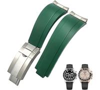 Clouism 20 mm 21 mm Gummi-Armband mit kurzer Schnalle, passend für Rolex Daytona Submariner Role OYSTERFLEX Yacht Master, kleines Handgelenk, Silikon(Green Buckle Link,21mm)