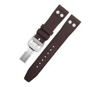 Clouism Für IWC Strap Big Pilot Mark Portugieser Weiches Armband 20mm 21mm 22mm Natur Fluorkautschuk FKM Gummi mit Nietenarmband(Brown5,22MM)